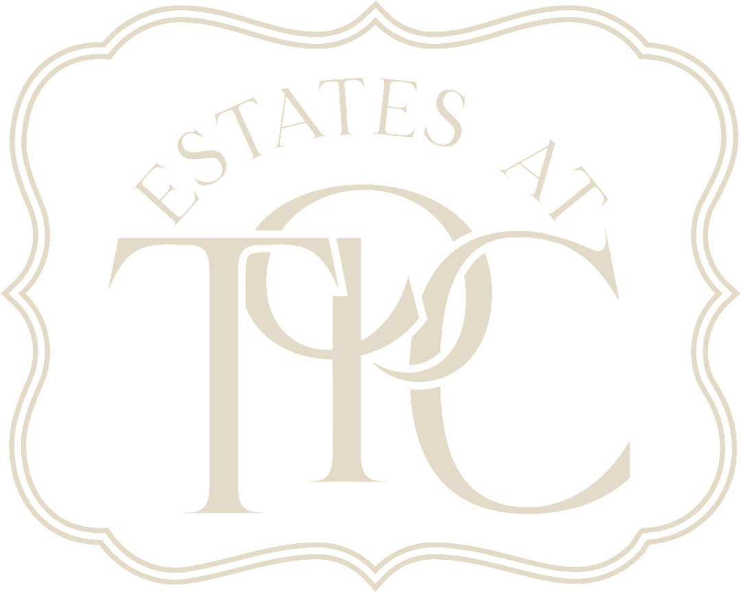 A black and white logo with the text "Estates at TPC".